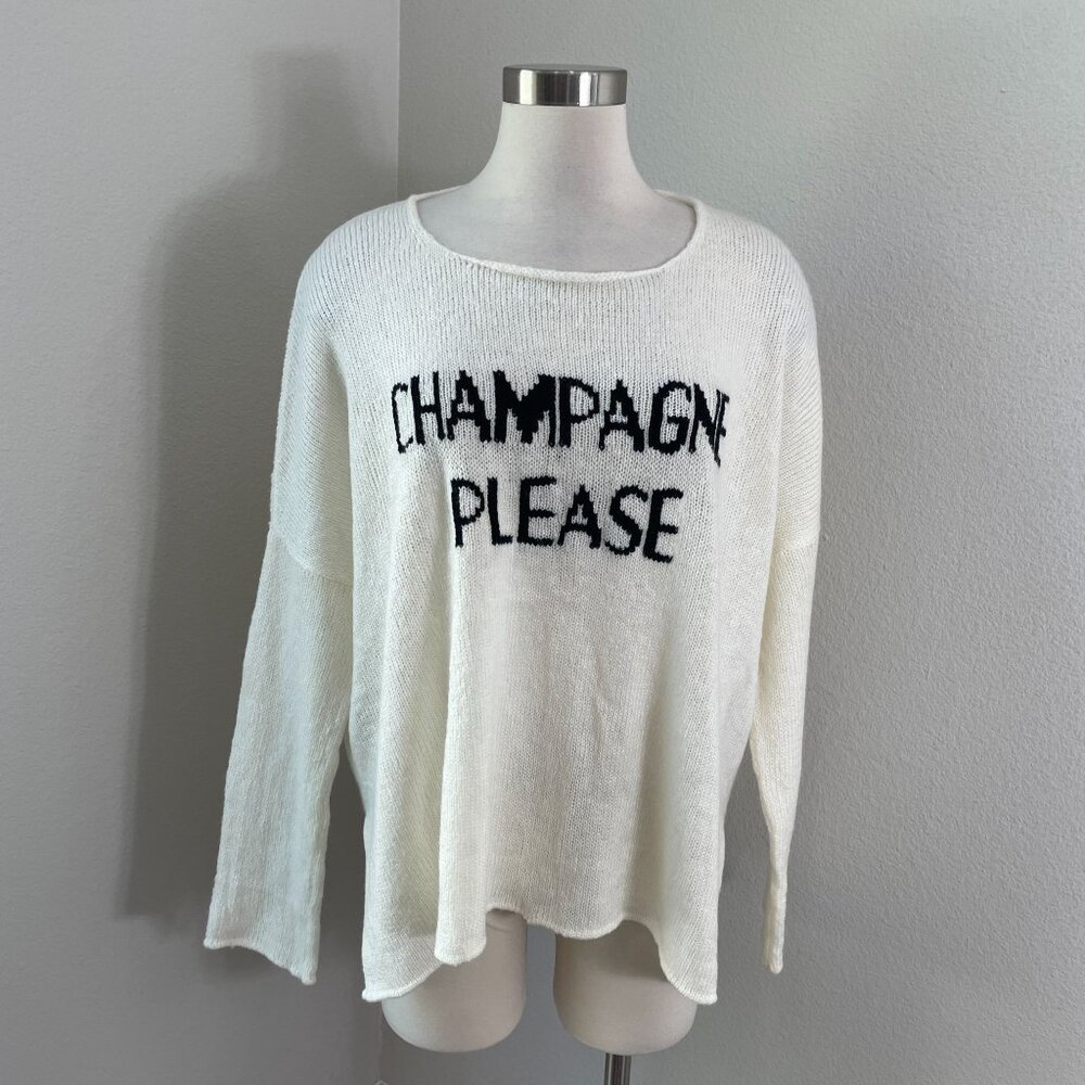 Wooden Ships Womens M/L Champagne Please Lightweight Sweater Mohair Blend Knit‎